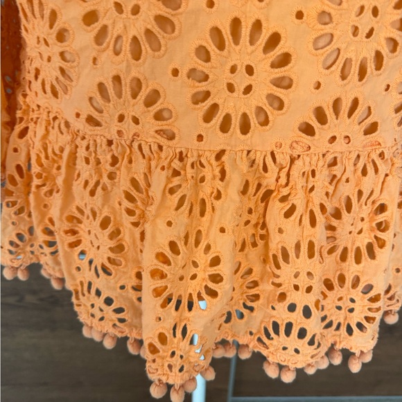 Lilly Pulitzer Bekah Top Shirt Blouse Cantaloupe Pinwheel Eyelet Sz L - Picture 7 of 11